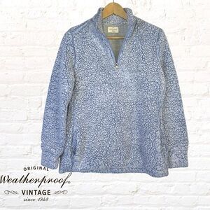 WEATHERPROOF Vintage Women's Sherpa 1/4 Zip Pullover Sweater Size Small Blue